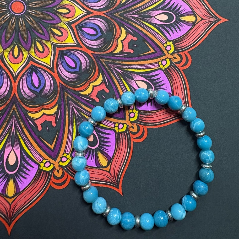 Larimar with Stainless Steel Beads Bracelet